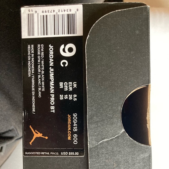 NIB JORDAN JUMPMAN PRO BT BLACK RED New in Box high tops basketball 🏀 9c - Picture 5 of 5